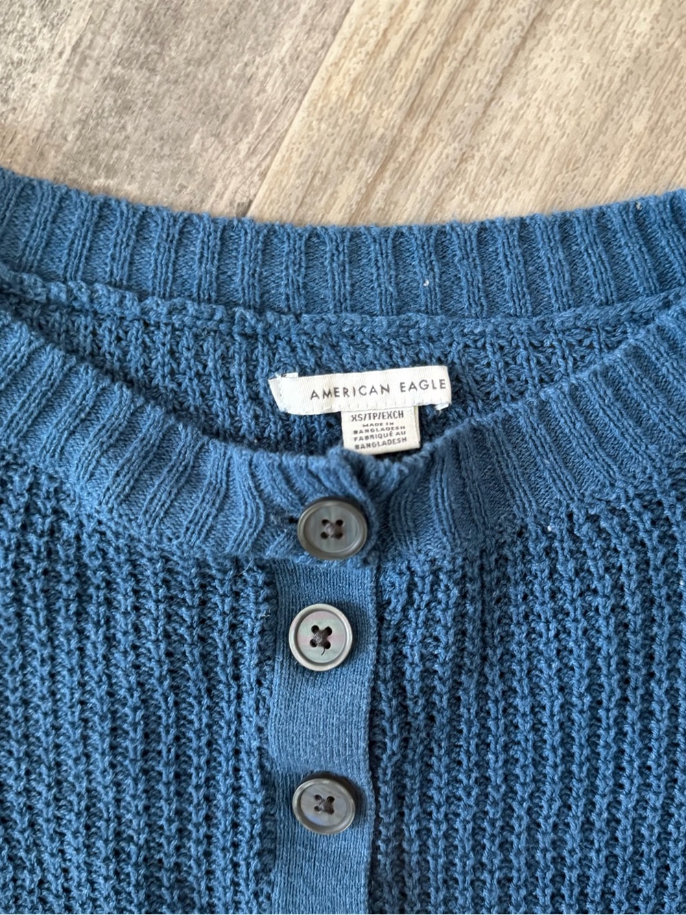 American Eagle Women’s Waffle Knit Sweater in Blue - Picture 2 of 3